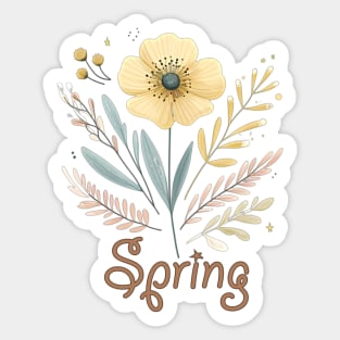 Spring design with boho wild flower Sticker